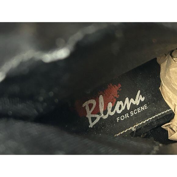 Bleona For Scene Mimoza Black Blue Bootie Womens 7.5 Open Heel Zipper Buckle - Picture 15 of 15